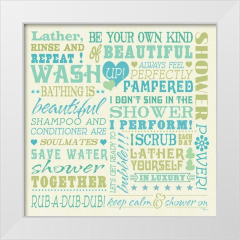 Wash Up Words White Modern Wood Framed Art Print by Pela Studio