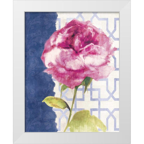Antique Floral on White II White Modern Wood Framed Art Print by Wild Apple Portfolio