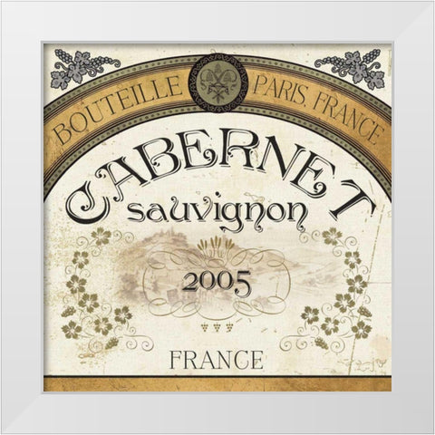 Wine Labels I White Modern Wood Framed Art Print by Pela Studio