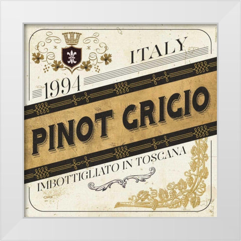 Wine Labels IV White Modern Wood Framed Art Print by Pela Studio