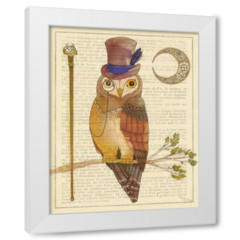 Steampunk Owl II White Modern Wood Framed Art Print by DeNeige, Elyse