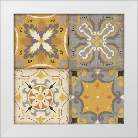 Golden Glow 4pk White Modern Wood Framed Art Print by Pela Studio