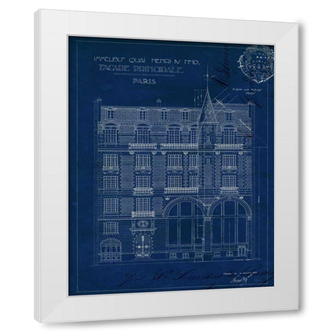 Quai Henri Blueprint I White Modern Wood Framed Art Print by Wild Apple Portfolio