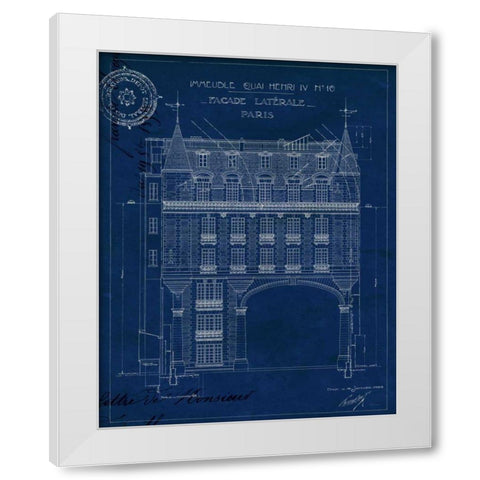 Quai Henri Blueprint II White Modern Wood Framed Art Print by Wild Apple Portfolio