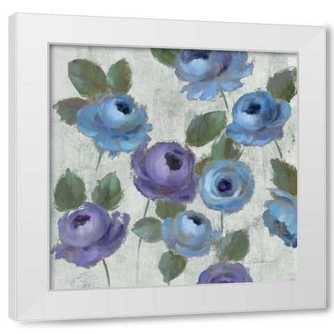 Blue Damask I on Ivory White Modern Wood Framed Art Print by Vassileva, Silvia