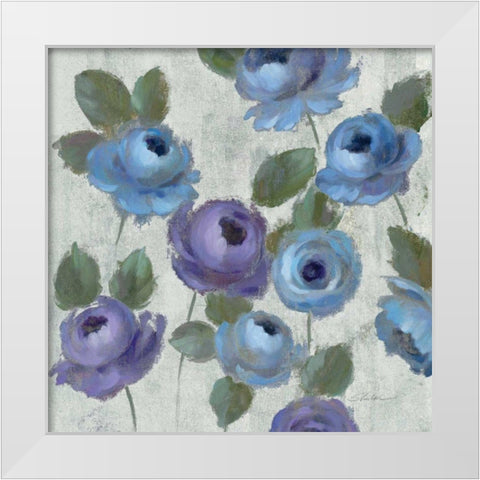 Blue Damask I on Ivory White Modern Wood Framed Art Print by Vassileva, Silvia
