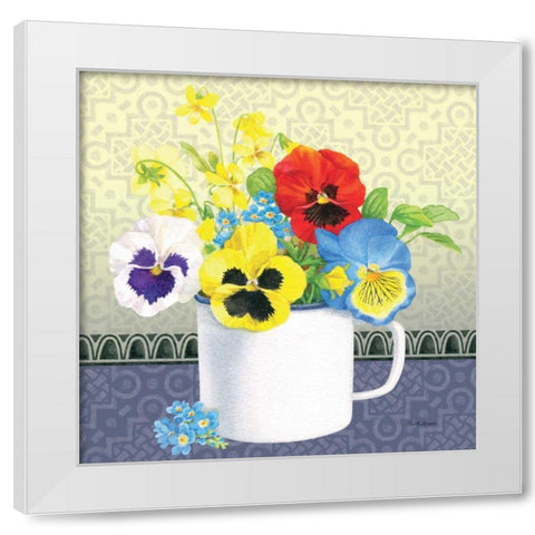 Blue Pansy IV no Border White Modern Wood Framed Art Print by Grove, Beth