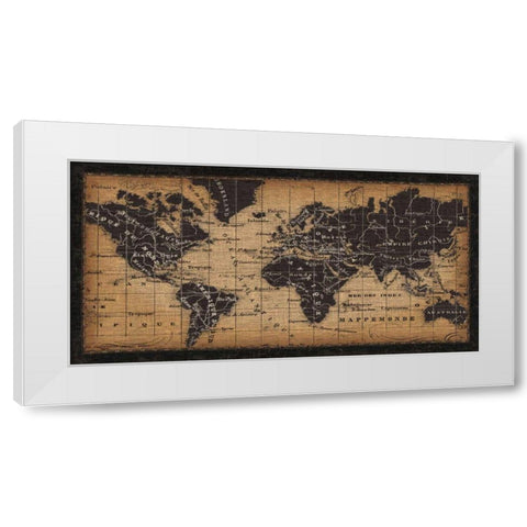 Old World Map White Modern Wood Framed Art Print by Pela Studio