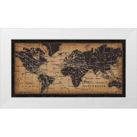 Old World Map White Modern Wood Framed Art Print by Pela Studio
