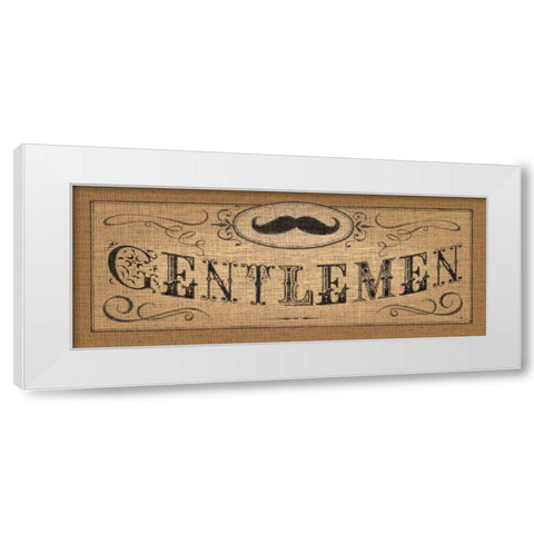 Le Restroom Burlap II White Modern Wood Framed Art Print by Pela Studio