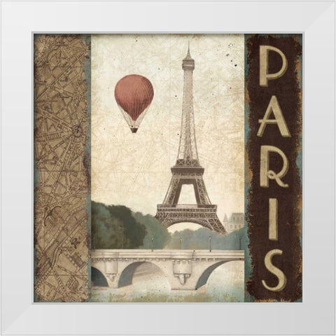 City Skyline Paris Vintage Square White Modern Wood Framed Art Print by Fabiano, Marco