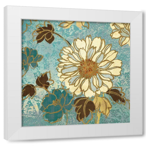 Sophias Flowers II Blue White Modern Wood Framed Art Print by Wild Apple Portfolio