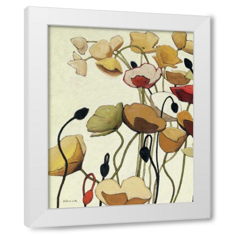 Pavots Ondule I White Modern Wood Framed Art Print by Novak, Shirley