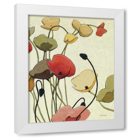 Pavots Ondule II White Modern Wood Framed Art Print by Novak, Shirley