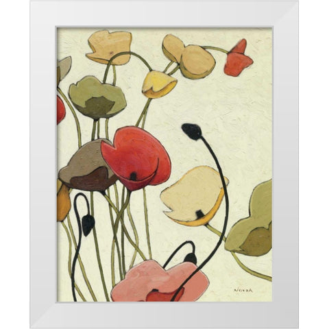Pavots Ondule II White Modern Wood Framed Art Print by Novak, Shirley