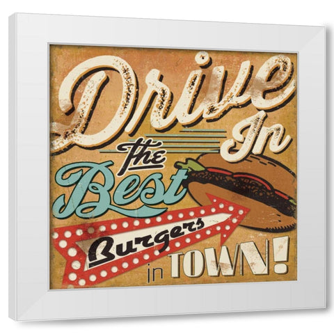 Diners and Drive Ins I White Modern Wood Framed Art Print by Pela Studio