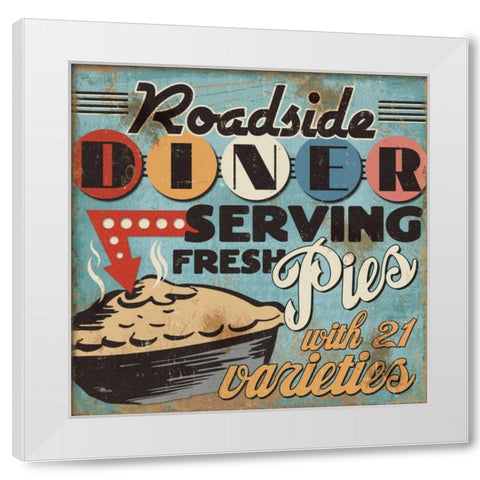 Diners and Drive Ins II White Modern Wood Framed Art Print by Pela Studio