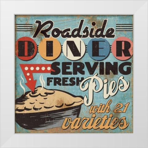 Diners and Drive Ins II White Modern Wood Framed Art Print by Pela Studio