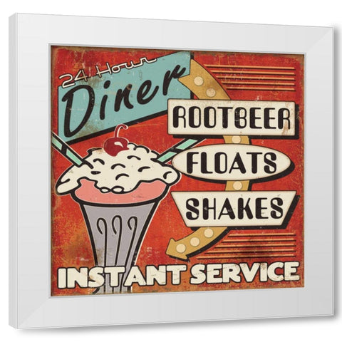 Diners and Drive Ins III White Modern Wood Framed Art Print by Pela Studio