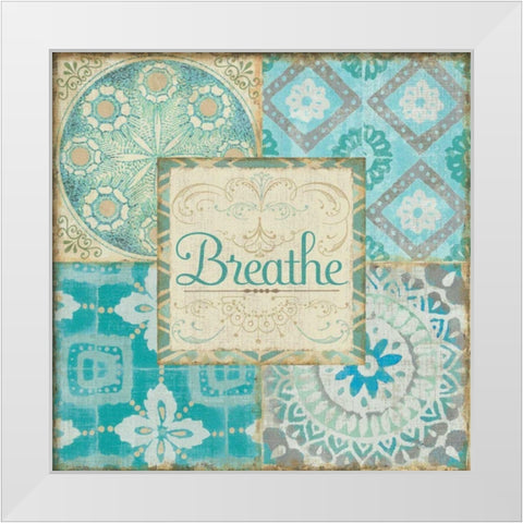 Ocean Tales Tile V White Modern Wood Framed Art Print by Pela Studio