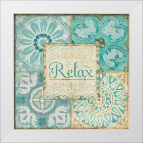 Ocean Tales Tile VI White Modern Wood Framed Art Print by Pela Studio