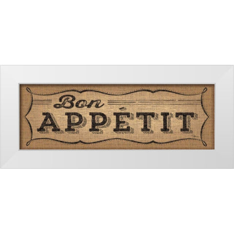La Cuisine Burlap I White Modern Wood Framed Art Print by Pela Studio