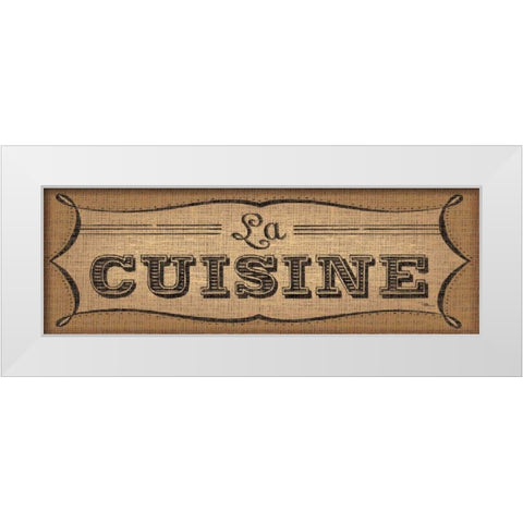La Cuisine Burlap II White Modern Wood Framed Art Print by Pela Studio