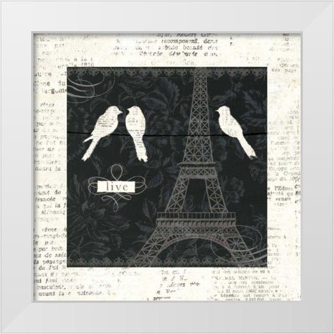 Love Paris I with Border White Modern Wood Framed Art Print by Adams, Emily