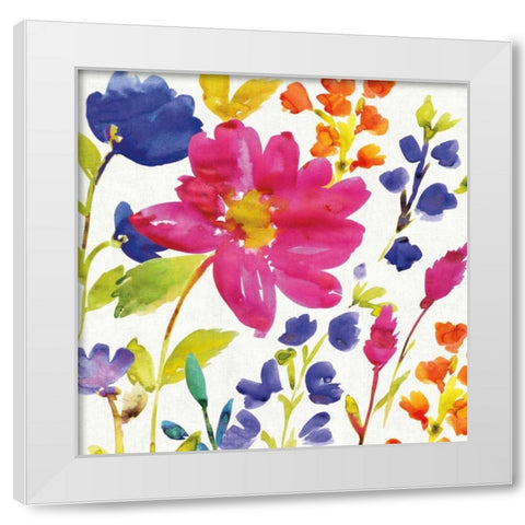 Floral Medley I White Modern Wood Framed Art Print by Wild Apple Portfolio