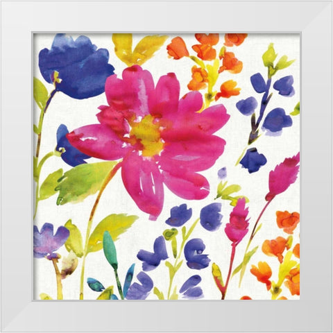 Floral Medley I White Modern Wood Framed Art Print by Wild Apple Portfolio
