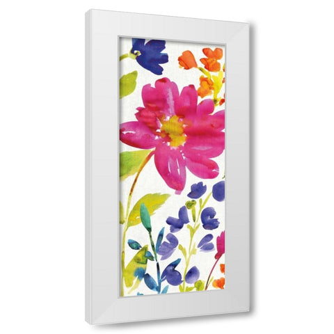 Floral Medley Panel I White Modern Wood Framed Art Print by Wild Apple Portfolio