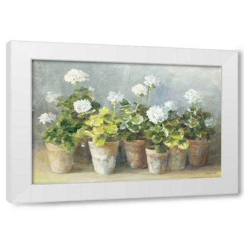 White Geraniums White Modern Wood Framed Art Print by Nai, Danhui