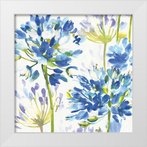 Blue Medley III White Modern Wood Framed Art Print by Wild Apple Portfolio
