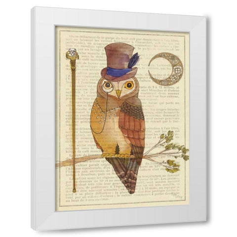 Steampunk Owl II White Modern Wood Framed Art Print by DeNeige, Elyse