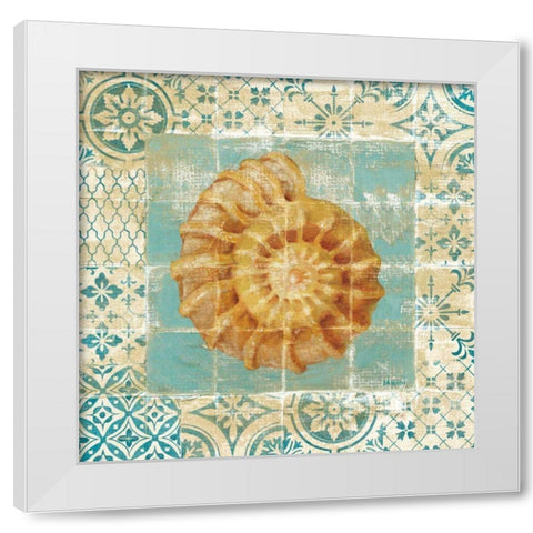 Shell Tiles I Blue White Modern Wood Framed Art Print by Nai, Danhui