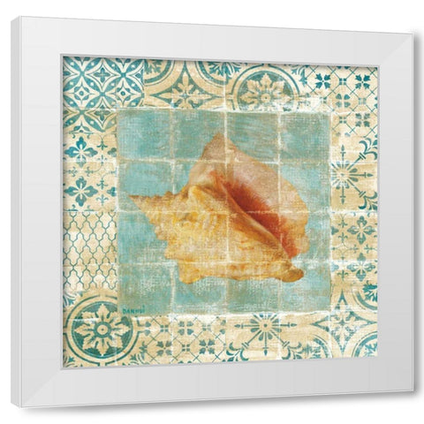 Shell Tiles IV Blue White Modern Wood Framed Art Print by Nai, Danhui