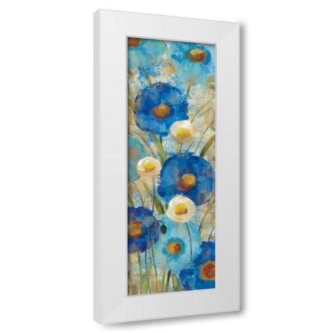 Sunkissed Blue and White Flowers II White Modern Wood Framed Art Print by Vassileva, Silvia