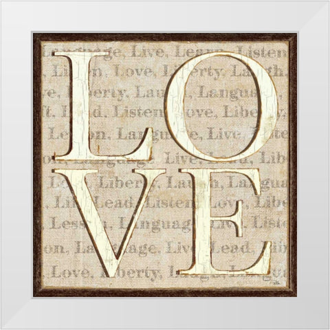 L is for Love White Modern Wood Framed Art Print by Pela
