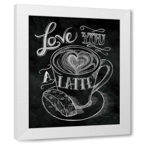Love You a Latte  No Border White Modern Wood Framed Art Print by Urban, Mary