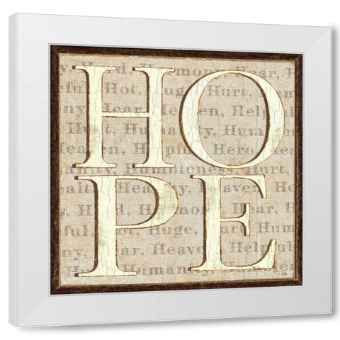 H is for Hope White Modern Wood Framed Art Print by Pela