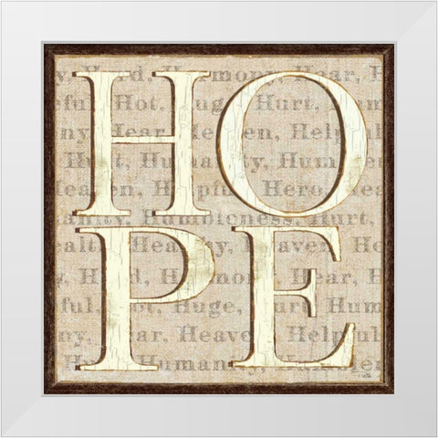 H is for Hope White Modern Wood Framed Art Print by Pela
