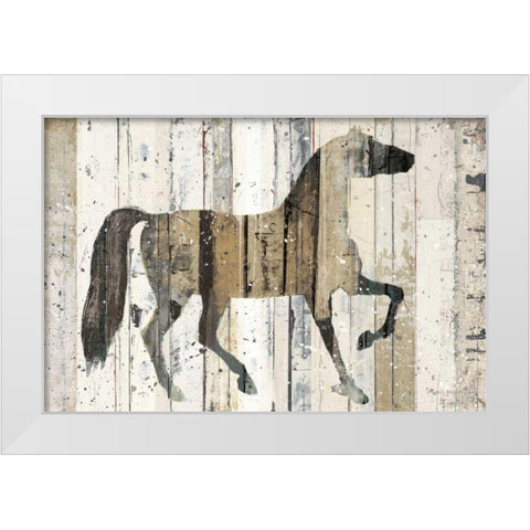 Dark Horse White Modern Wood Framed Art Print by Mullan, Michael