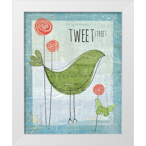 Tweet Street White Modern Wood Framed Art Print by Aldrich, Belinda