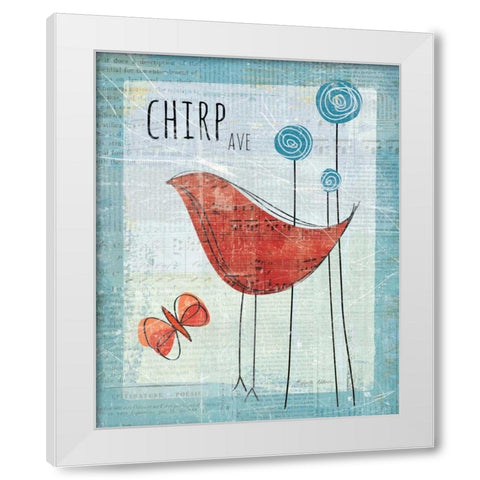Chirp Ave White Modern Wood Framed Art Print by Aldrich, Belinda