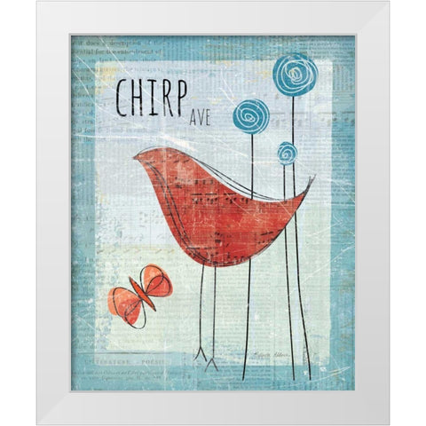 Chirp Ave White Modern Wood Framed Art Print by Aldrich, Belinda