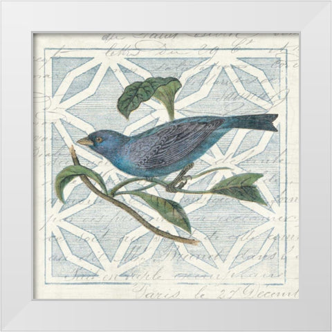 Monument Etching Tile II Blue Bird White Modern Wood Framed Art Print by Wild Apple Portfolio