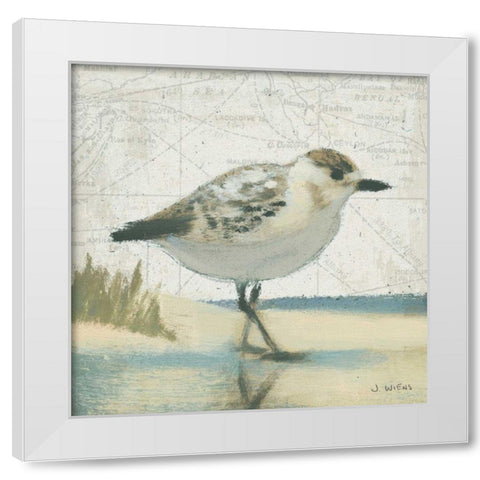 Beach Bird I White Modern Wood Framed Art Print by Wiens, James