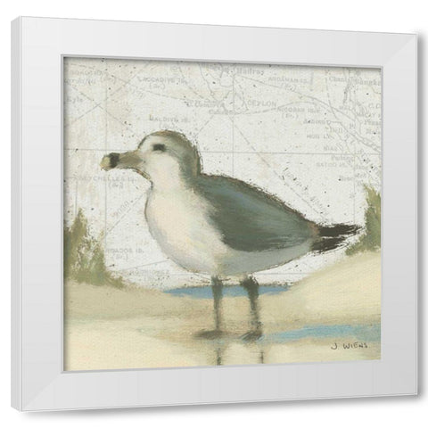 Beach Bird II White Modern Wood Framed Art Print by Wiens, James