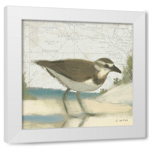 Beach Bird III White Modern Wood Framed Art Print by Wiens, James