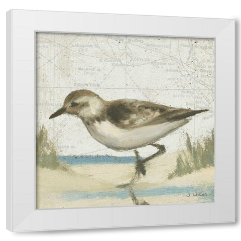 Beach Bird IV White Modern Wood Framed Art Print by Wiens, James